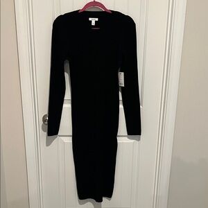 Nine West Classic Black Long Sleeve Sweater Dress